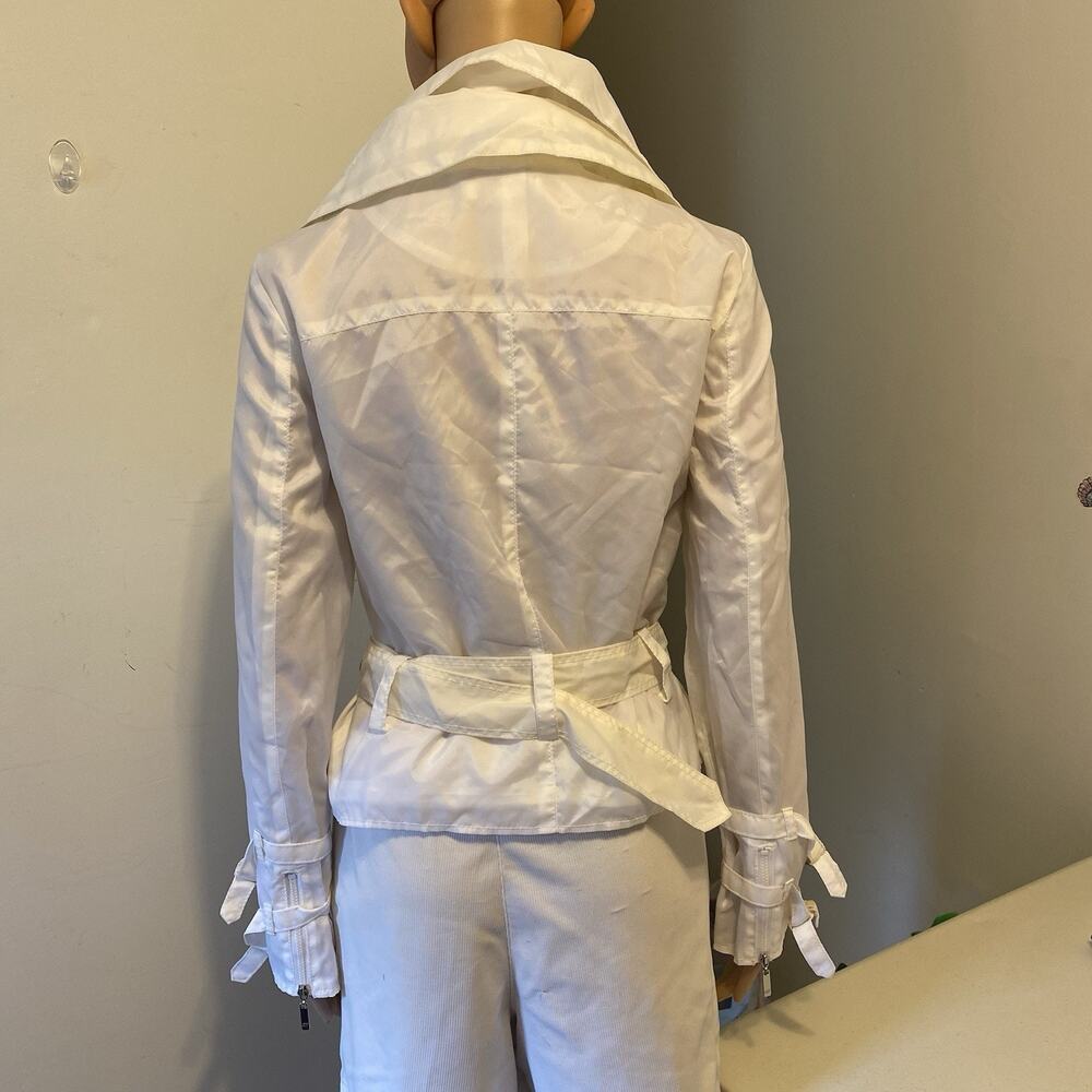 Apart Biker Parachute Jacket Windbreaker Ivory Tie-Belt Woman's Size 2 Full Zip - Picture 10 of 11